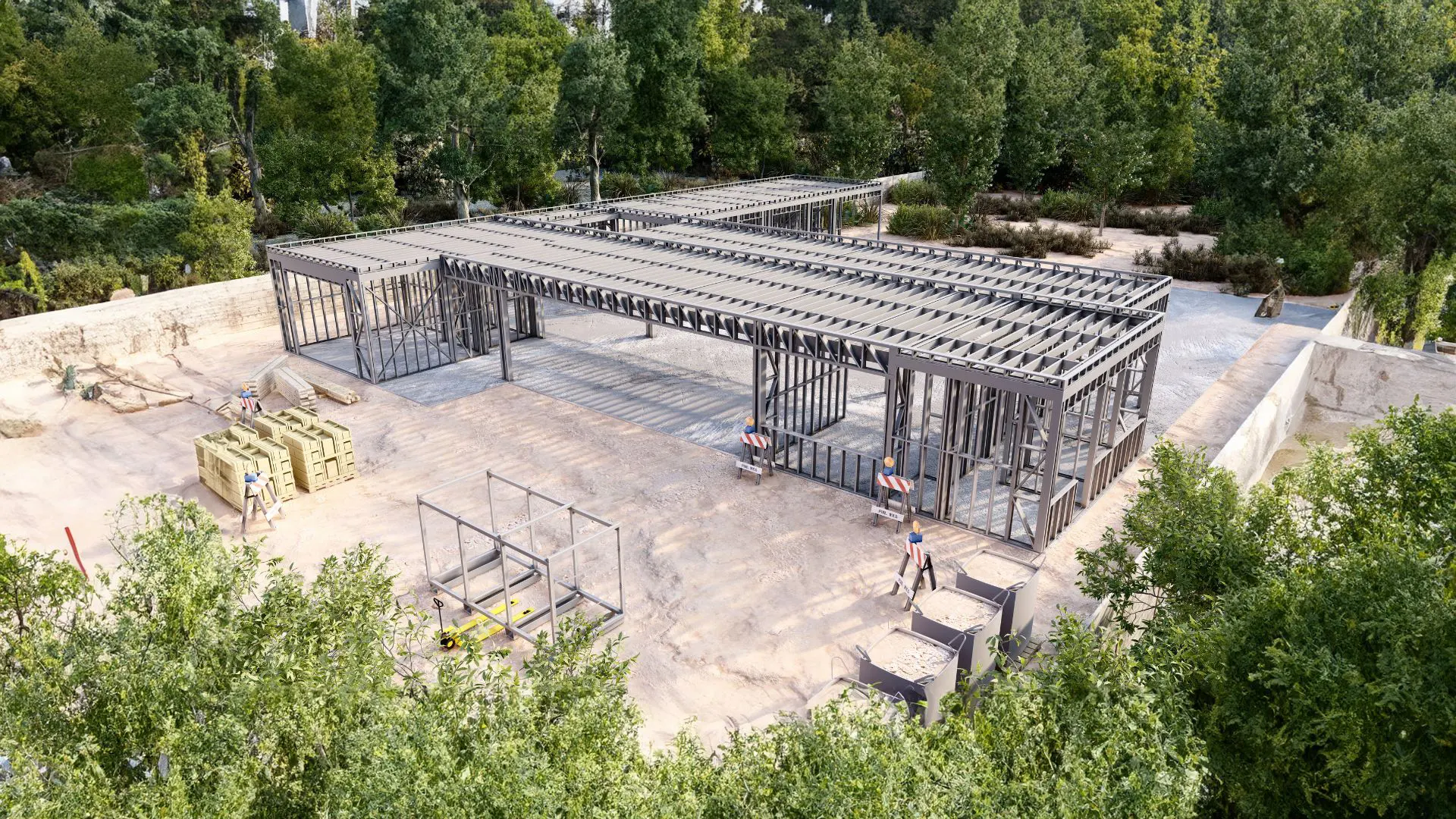 casa en proceso de construcción con prepanels vista aérea